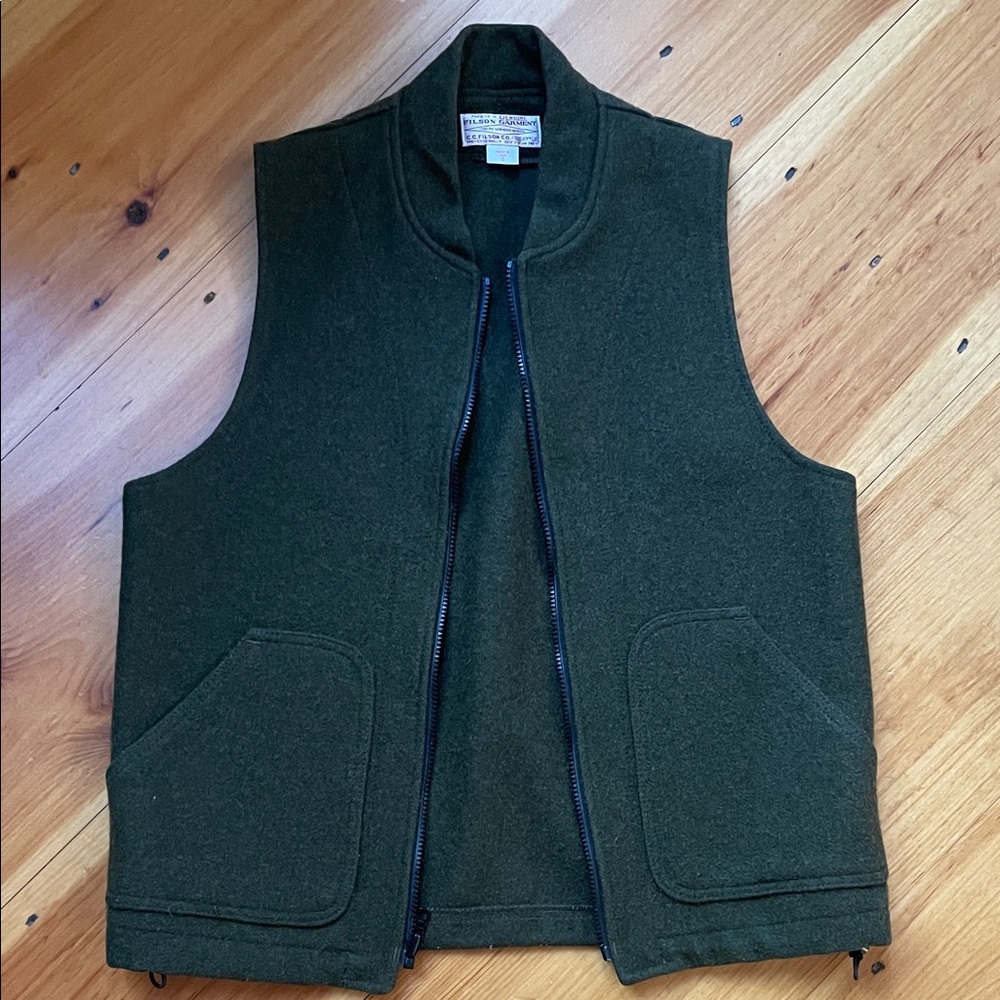 Filson Dark Green mackinaw Wool Vest usa